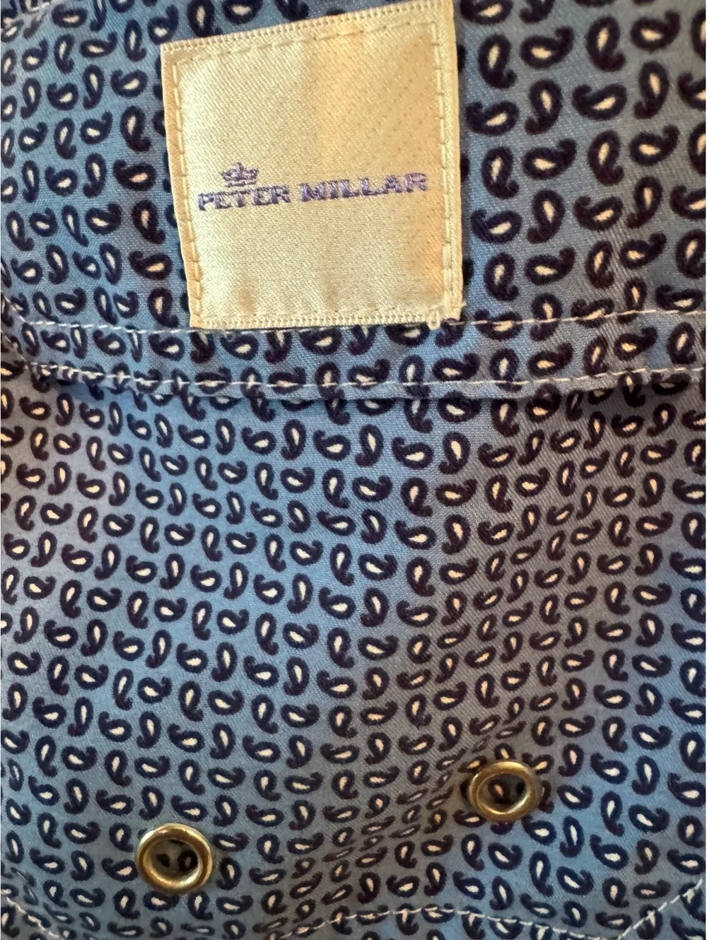 Peter Millar Paisley Neat Swim Trunks Blue Men’s Size L
